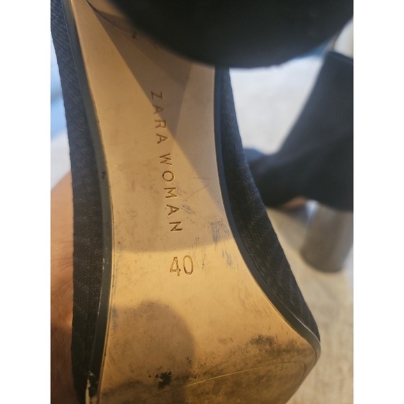 Zara knit cloth stretchy heeled boots. Size 40 - Picture 4 of 4